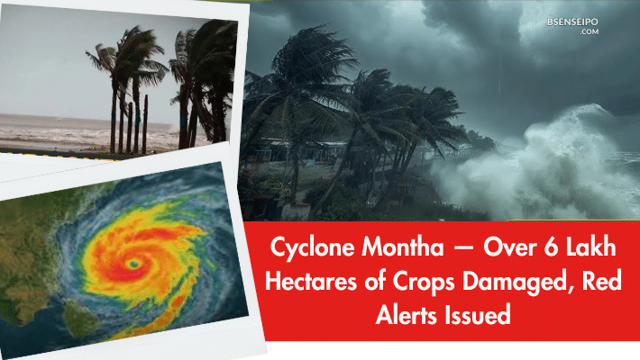 Cyclone Montha Slams India’s East Coast — Over 6 Lakh Hectares of Crops Damaged, Red Alerts Issued