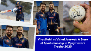 Virat Kohli Signs Ball for Gujarat’s Vishal Jayswal After Dismissal – A Moment to Remember